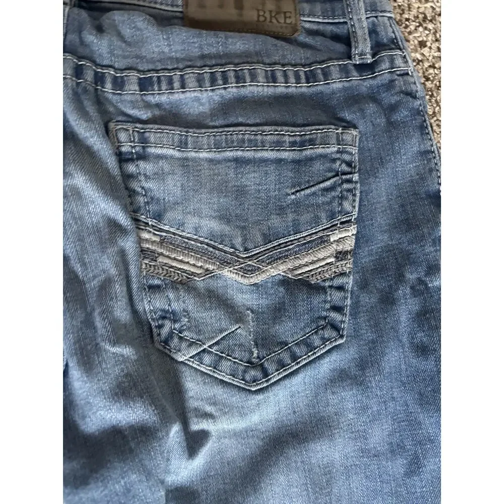 BKE Men’s Blue Slim Fit Light Wash Stretch Denim Jeans Low Rise 5-Pocket